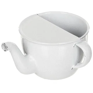 CZ/SK Schnabeltasse, Emaille, weiß, ca. 375 ml, neuw.