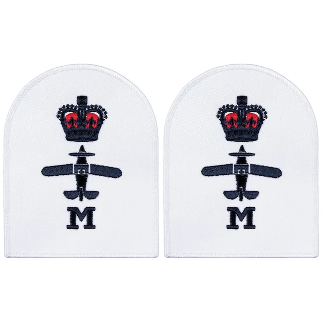 Brit. Stickabzeichen, weiß, "ROYAL NAVY, M", neuw.