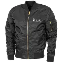 Bestickte MA1 Bomberjacke "Leichtversion" Schwarz - Hans Ulrich Rudel, Kreuz Vorderseite