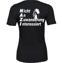 Damen Premium T-Shirt - Nicht an Zuwanderung interessiert, Fahne Rückseite