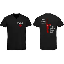 Herren V-Ausschnitt T-Shirt - Heute tolerant morgen fremd im eigenen Land Vorder- und Rückseite