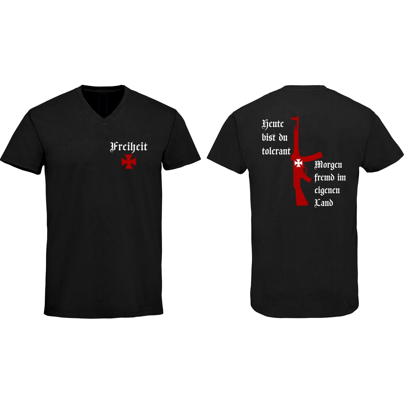Herren V-Ausschnitt T-Shirt - Heute tolerant morgen fremd im eigenen Land