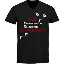 Herren V-Ausschnitt T-Shirt - Stoppt Tierversuche, nehmt Kinderschänder Vorderseite