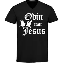 Herren V-Ausschnitt T-Shirt - Odin statt Jesus Vorderseite