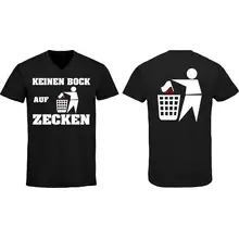Herren V-Ausschnitt T-Shirt - Keinen Bock auf Zecken Vorder- und Rückseite