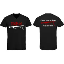 Herren V-Ausschnitt T-Shirt - Mg42 Einigkeit, Recht und Freiheit Vorder- und Rückseite