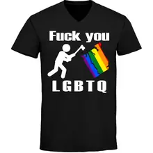 Herren V-Ausschnitt T-Shirt - Fuck you, LGBTQ Vorderseite