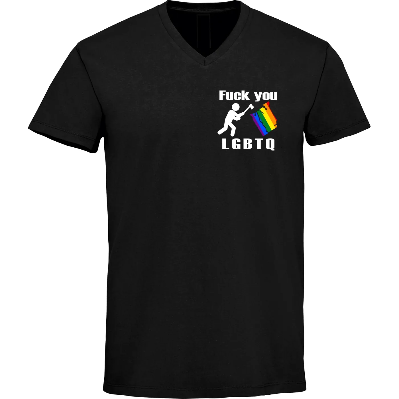 Herren V-Ausschnitt T-Shirt - Fuck you, LGBTQ