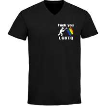 Herren V-Ausschnitt T-Shirt - Fuck you, LGBTQ - gewählte Variante